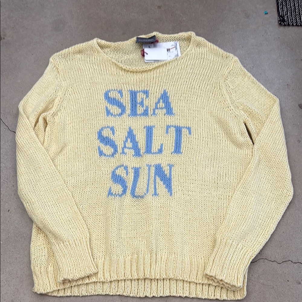 Wooden Ships Cream and Blue Sweater